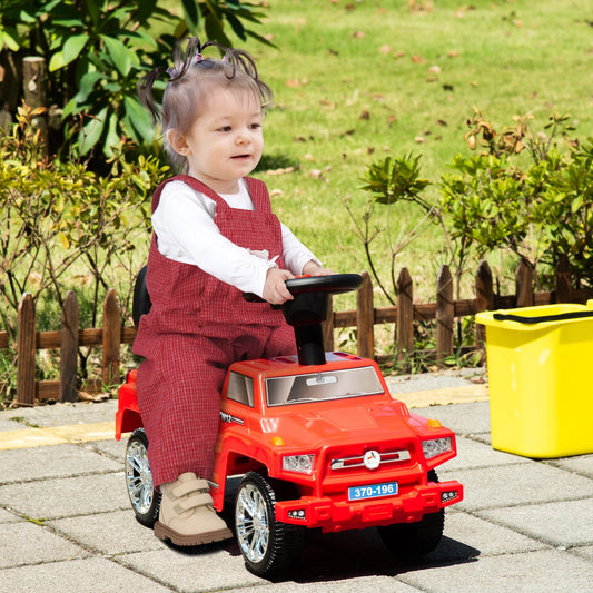 Kids Ride on Push Car, SUV Style Sliding Walking Car for Toddle with Horn, Music, Working Lights, Hidden Storage and Anti-Dumping System, Red