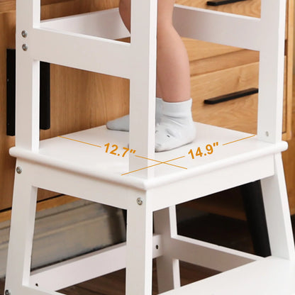 Kitchen Step Stool for Toddlers, Montessori Kids Learning Stool,Baby Standing Tower for Counter,Children Standing Helper (White)