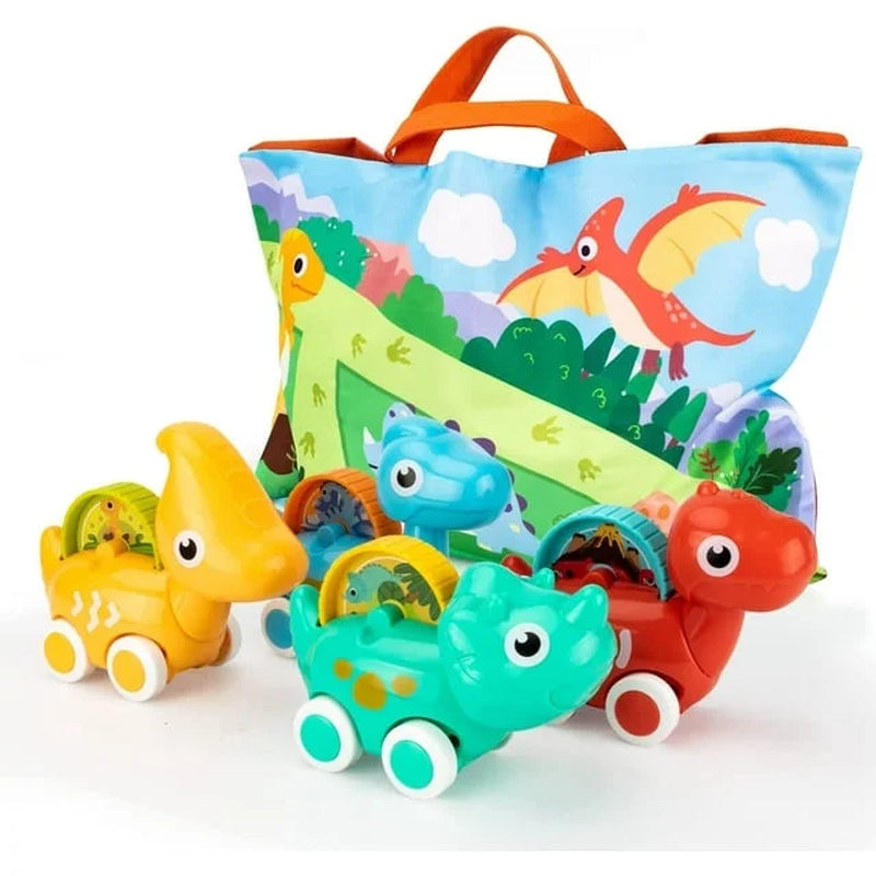 1 Year Old Boy Gift, 4 Sets of Vehicle Dinosaur Car Toys with Playmat and Storage Bag Baby Toys 12-18 Months First Birthday Gifts for 1 Year Old Infants and Toddlers