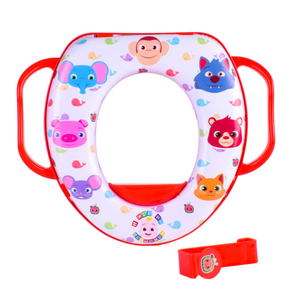 Red Soft Potty Training Seat with Storage Hook and Handles, Toddlers 12+ Months, Unisex