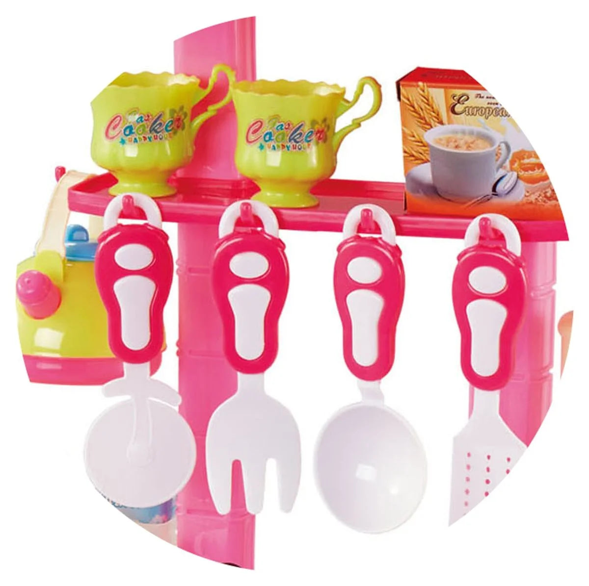 Supermarket Play Set 3 In1 Kitchen Set for Kids Pink 110 Pcs for Toddlers Girls +3