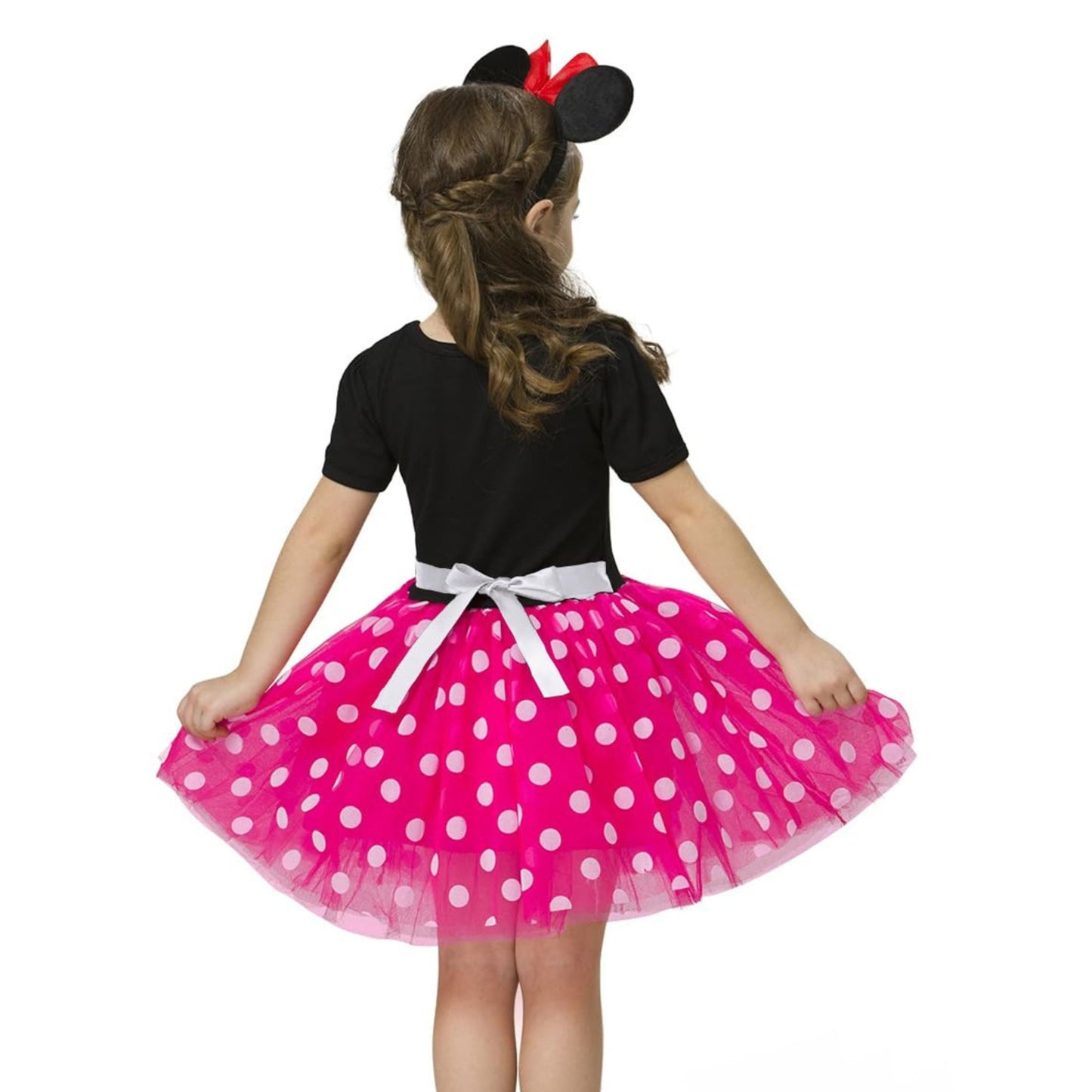 Minnie Mouse Costume Girls Dress up Princess Toddler Cute Polka Dots Fancy Minnie Mouse Dresses up Bowknot Tutu Tulle Cosplay Birthday Party Baby Girl Costume with Headband 90 CM