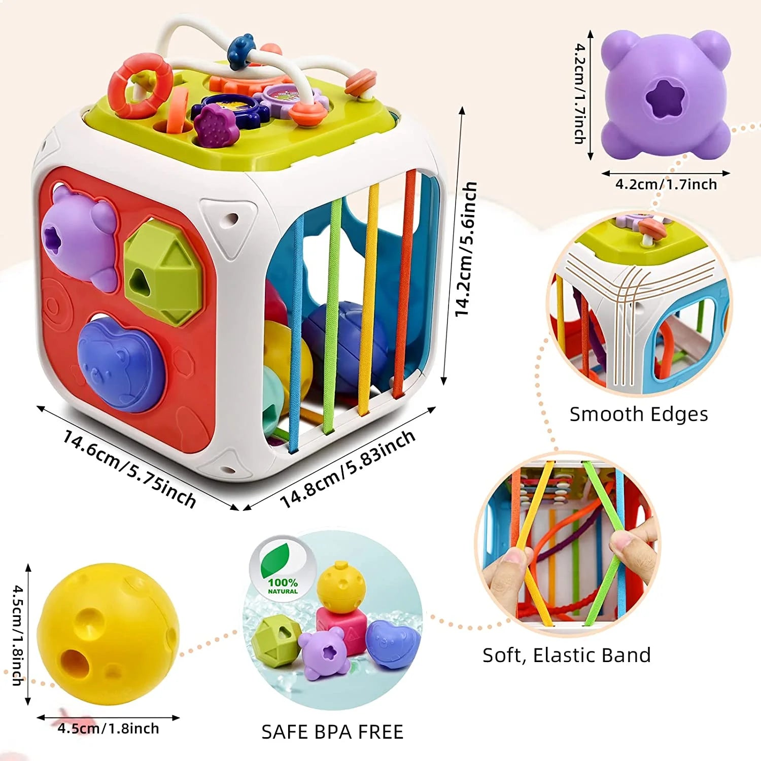 Toddler Toys Gifts for 1 2 3 4 Years Old Girls Boys,Montessori Activity Cube Toy Set,Shape Sorting and Stacking Toy for Toddlers 1-3, Learning Educational Toys