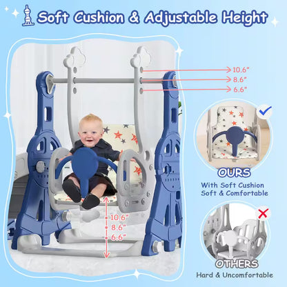 Aarav 5 Ft. Blue 4-In-1 Toddler Slide and Swing Set Kid Slide Indoor Outdoor Slide Toddler Playset Toddler Playground