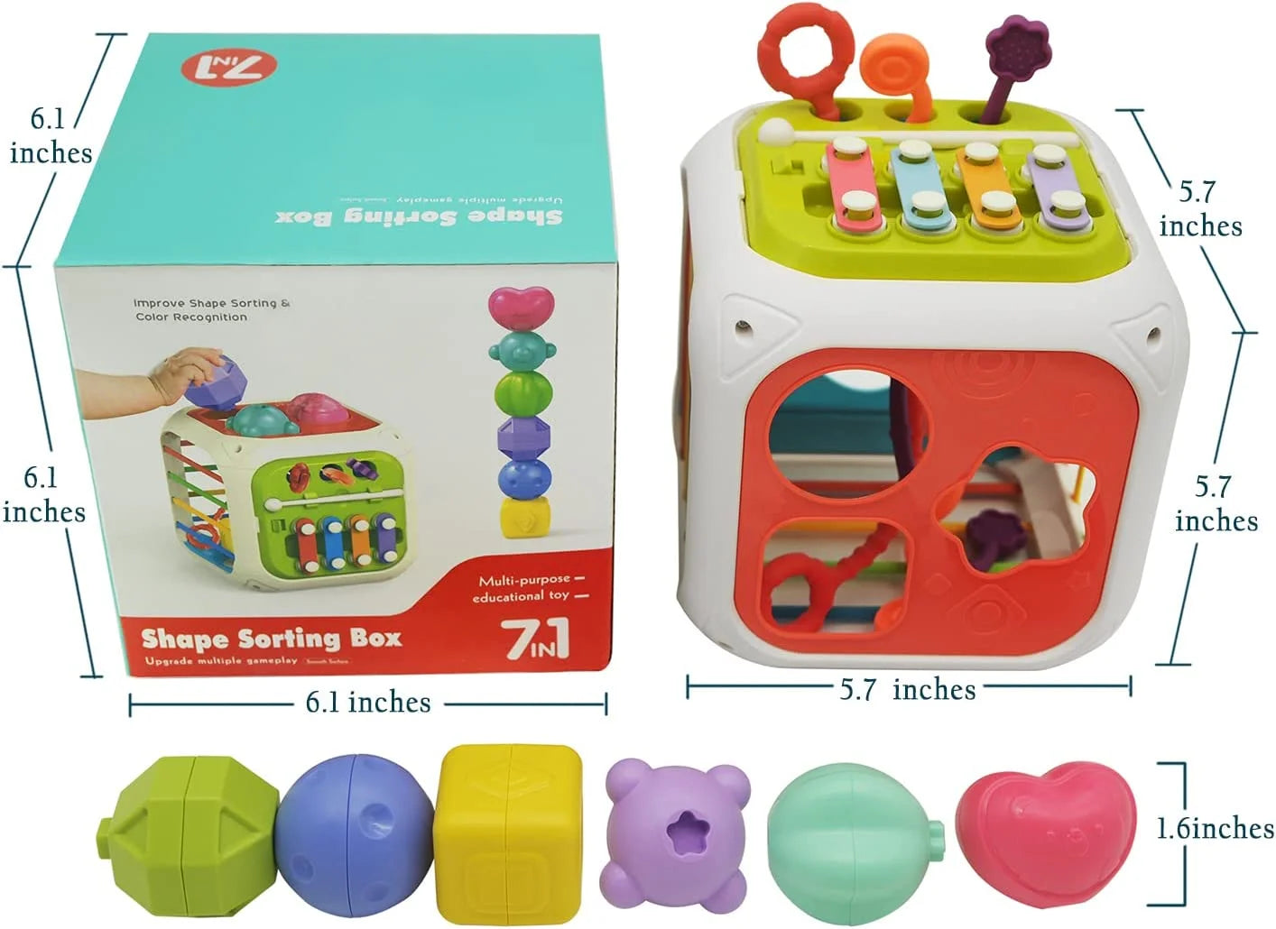 Toddler Toys Gifts for 1 2 3 4 Years Old Girls Boys,Montessori Activity Cube Toy Set,Shape Sorting and Stacking Toy for Toddlers 1-3, Learning Educational Toys