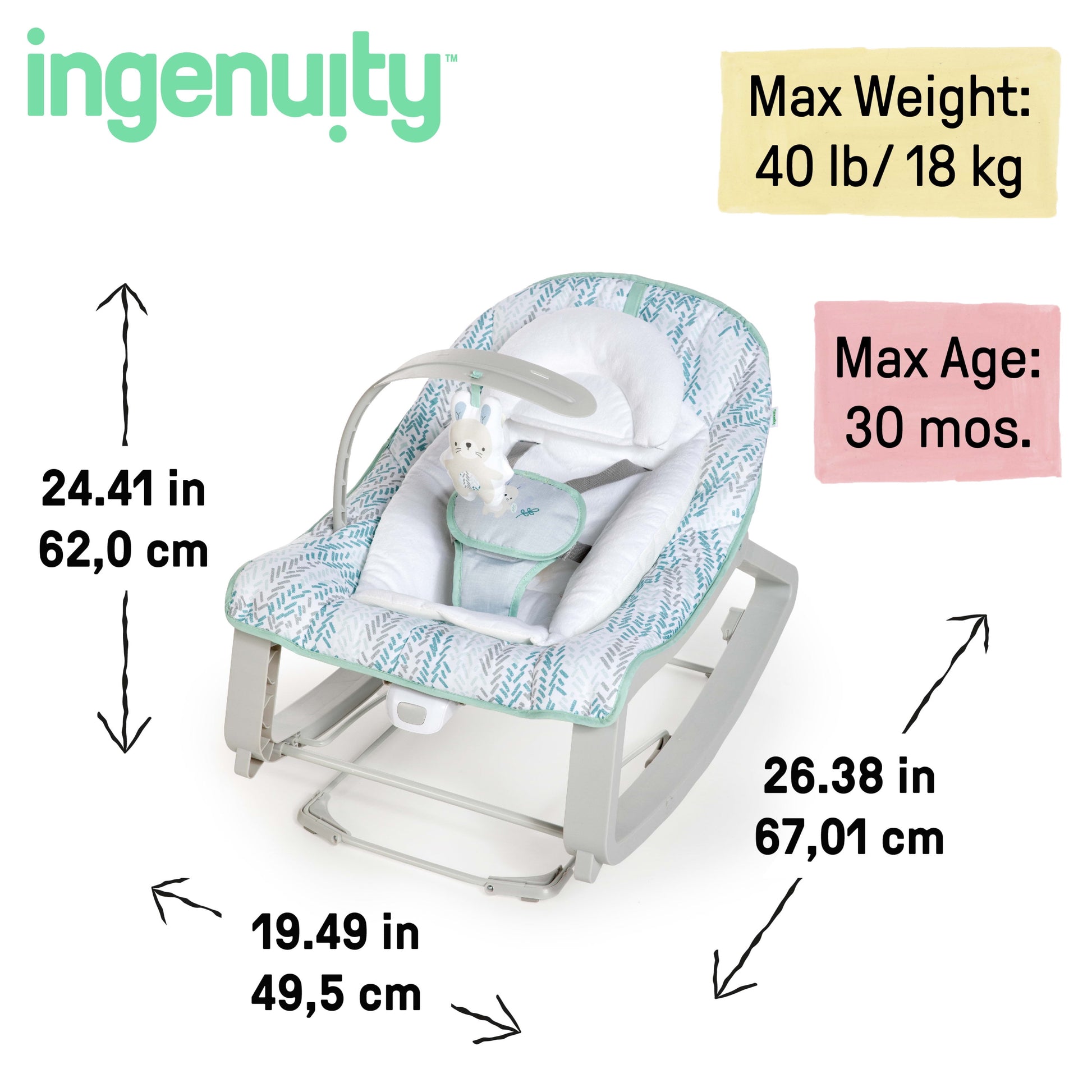 Keep Cozy 3-In-1 Vibrating Infant & Toddler Baby Bouncer and Rocker Chair, Gray