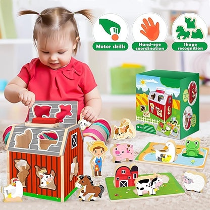 Montessori Toys for 1 Year Old, Wooden Farm Animals Toy for Toddlers 1-3, Learning Educational Toys for 1 2 3 Year Old Boys Girls