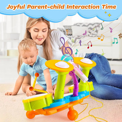 Musical Toys for 1 Year Old, Drum Sets for Toddlers 1-3, Baby Learning Toys for 2-5 Years, Light Uptoy for Girls Boys Birthday Gift