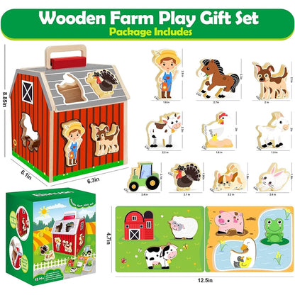 Montessori Toys for 1 Year Old, Wooden Farm Animals Toy for Toddlers 1-3, Learning Educational Toys for 1 2 3 Year Old Boys Girls