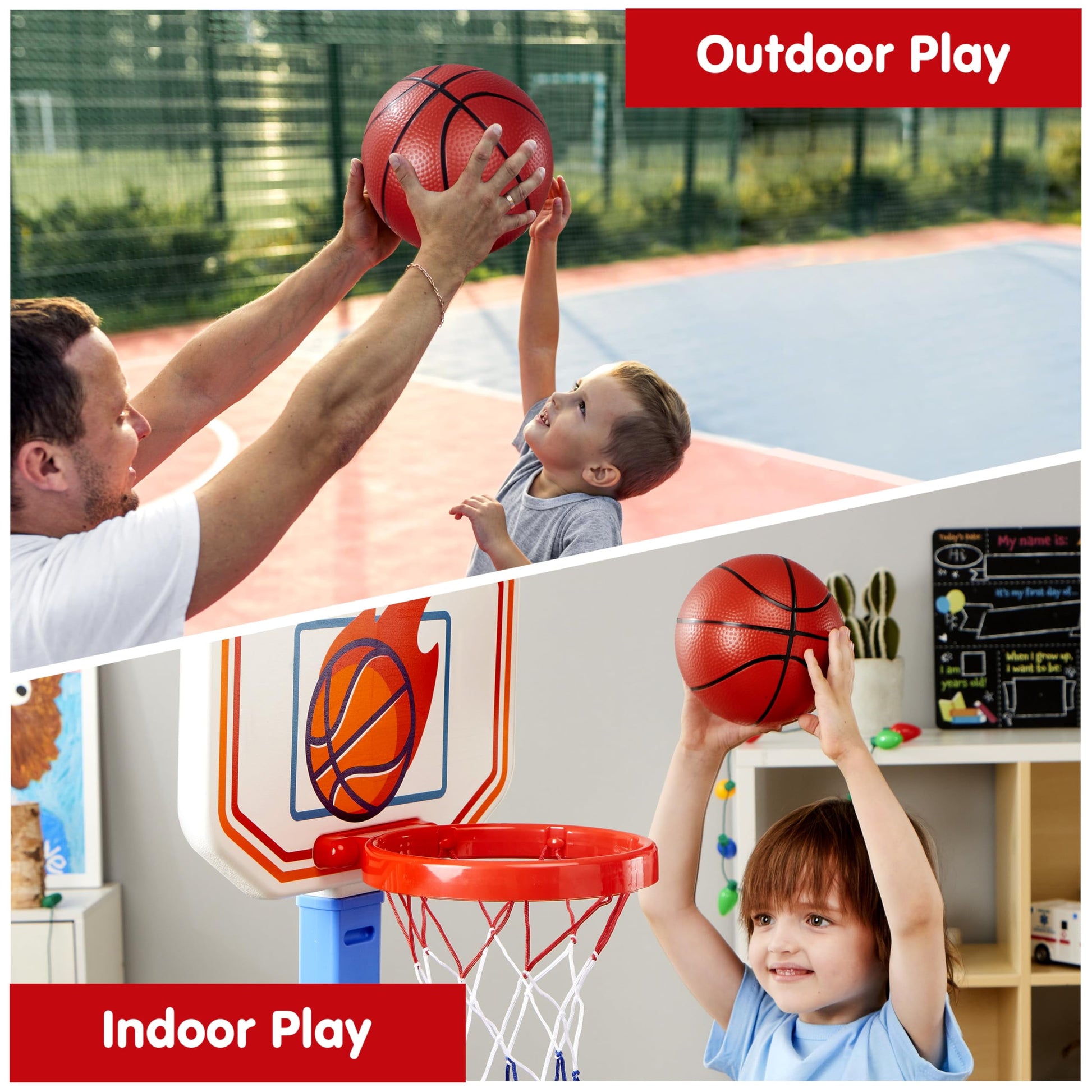 Toddler Basketball Hoop, Indoor Basketball Game Set for Kids 1-3, Adjustable Kids Basketball Goal with 4 Balls for Indoor Outdoor Play