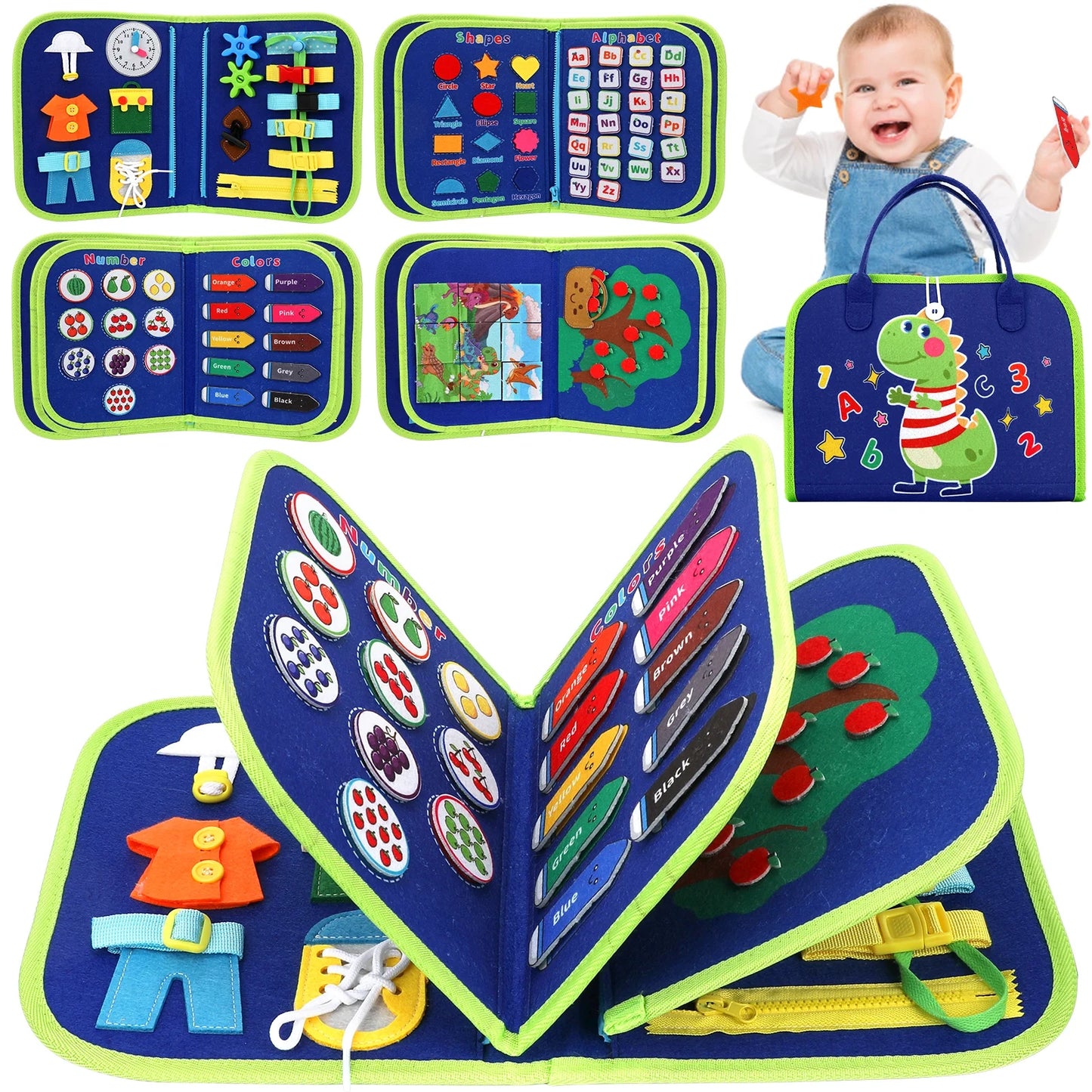 Busy Board, Toddler Toys Ages 1 2 3 4-Busy Book, Montessori Toys for 1 2 3 4 Year Old, Educational Learning Toys for Learning Fine Motor Skills, Christmas Birthday Gifts for Boy Girls