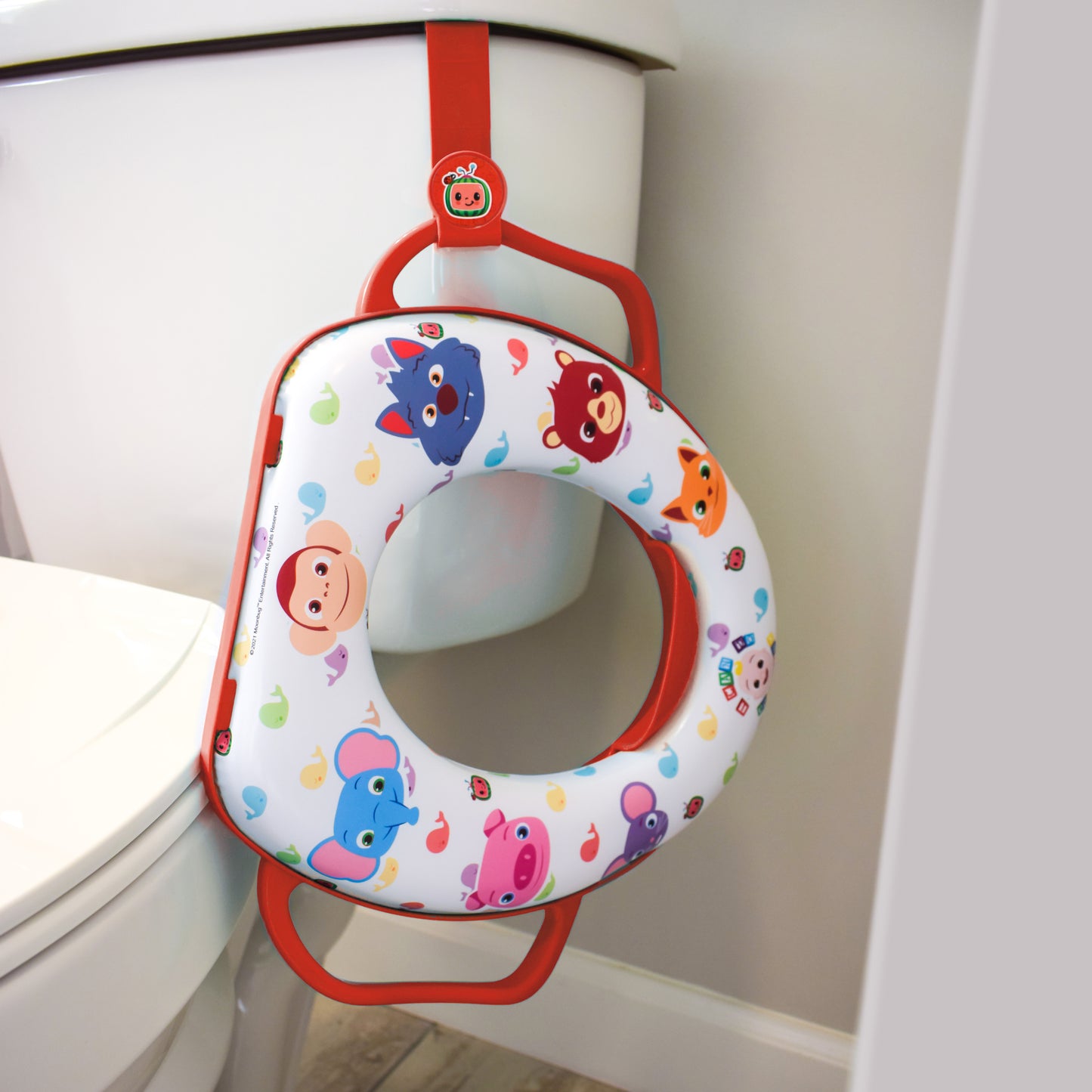 Red Soft Potty Training Seat with Storage Hook and Handles, Toddlers 12+ Months, Unisex