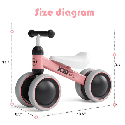 Baby Balance Bike for 1 Year Old Boys Girls 12-24 Month Toddler Walker Bike,4 Wheels Kids First Bike, First Birthday Gifts,Pink