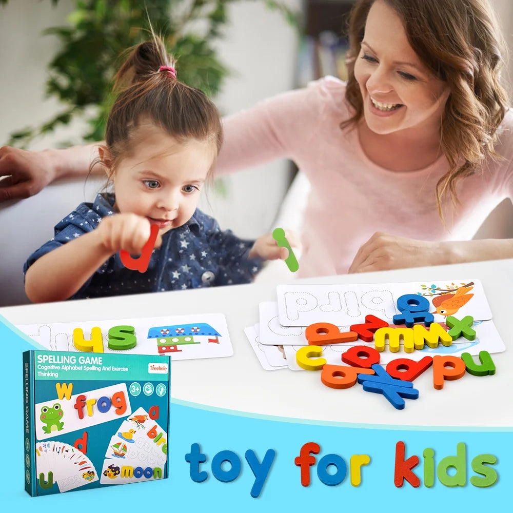 Toddlers Preschool Learning Toys for 1-4 Year Old Girl Boy, Kid Alphabet Spell Educational Game Toy for Girl Boy Age 5 6 7 Baby Birthday Gift Kindergarten Sight Word Letter Puzzle Toys