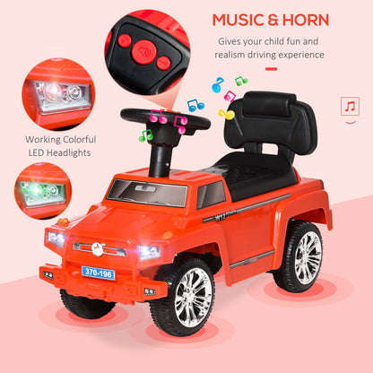 Kids Ride on Push Car, SUV Style Sliding Walking Car for Toddle with Horn, Music, Working Lights, Hidden Storage and Anti-Dumping System, Red