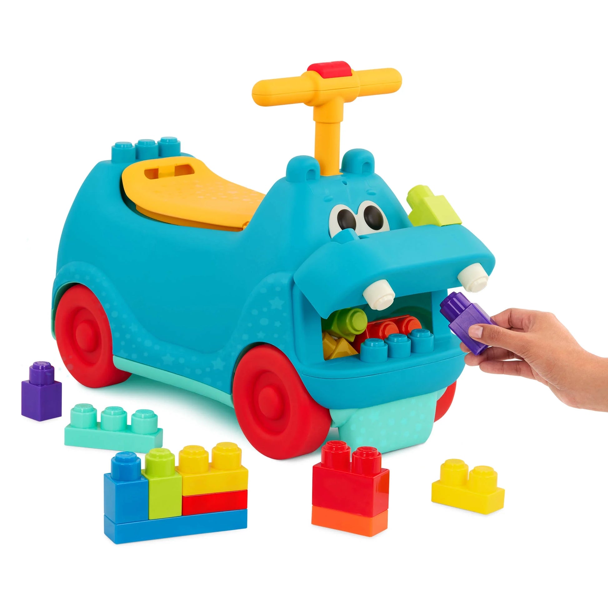 Ride-On Hippo with 26 Building Blocks and Storage, Baby and Toddler Toys