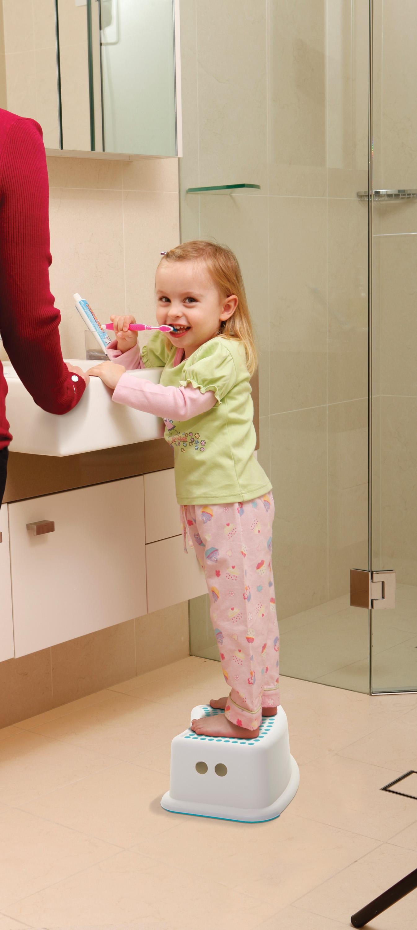 1-Step Stool for Toddlers with Anti-Slip Rubber Dots Aqua