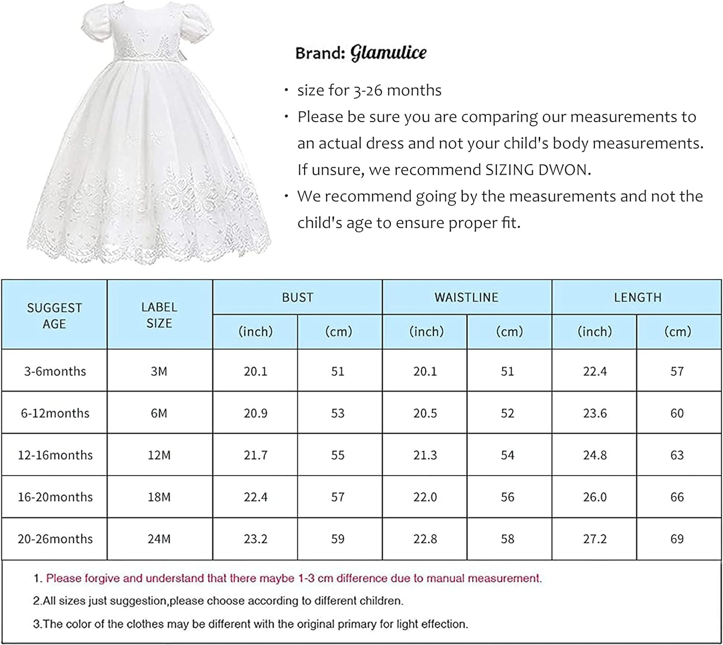 Baby-Girls Newborn Satin Christening Baptism Floral Embroidered Dress Gown Outfit