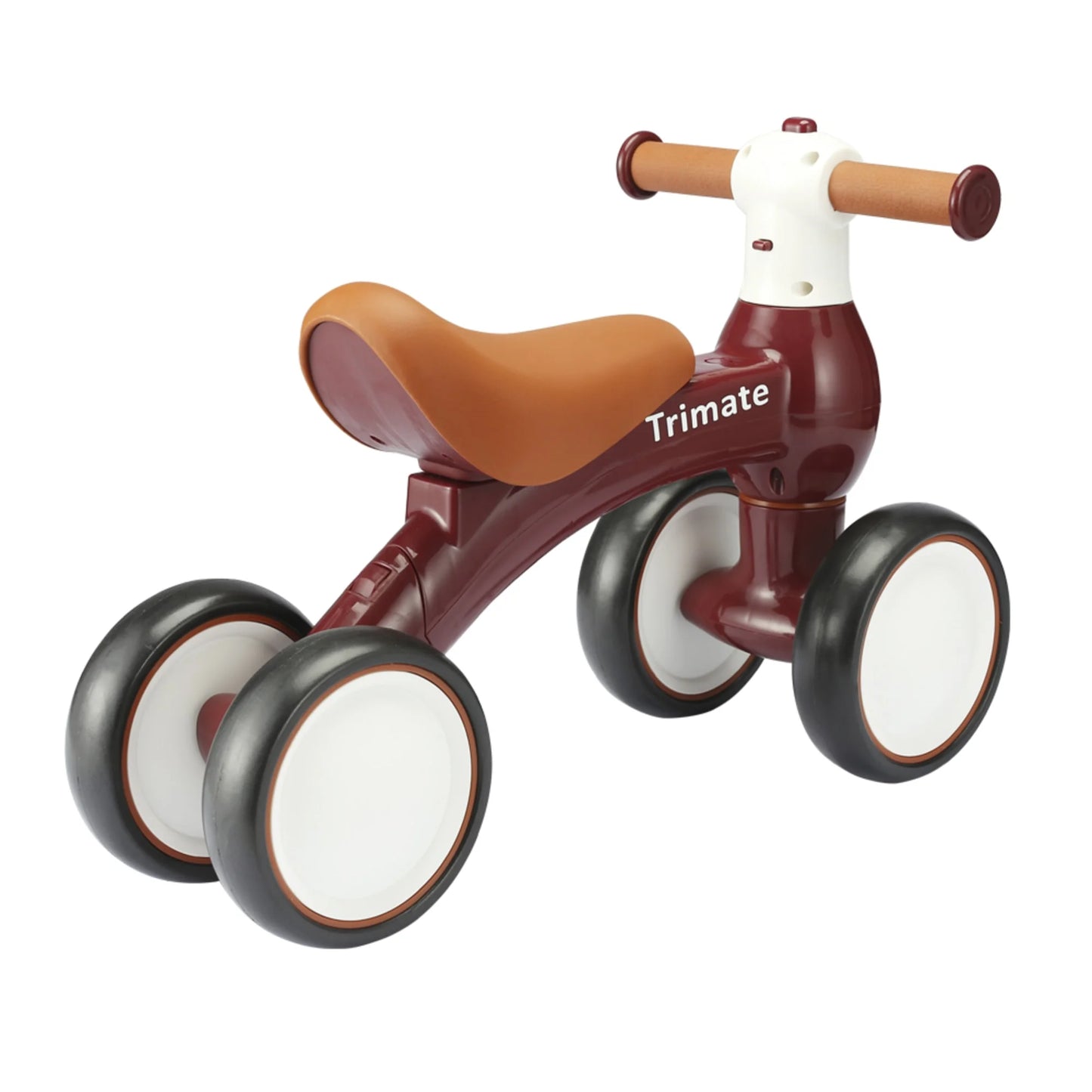 Baby Walker Balance Bike, Wine Red - Perfect Ride-On Toy for 1-Year-Olds, with 4 Wheels, Ideal for Boys and Girls (12-24 Months)