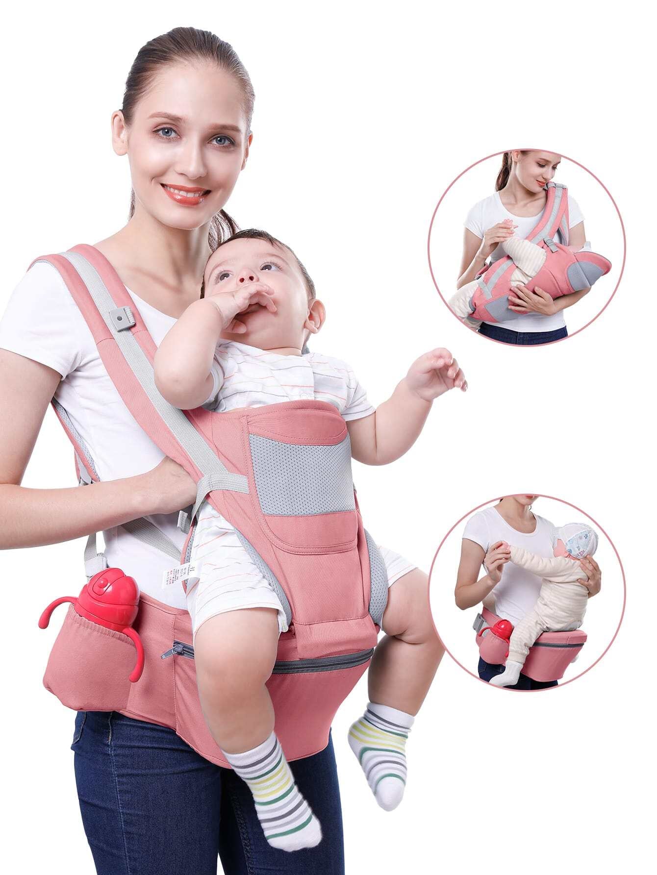 Baby Carrier Waist Stool with Multiple Carrying Positions All Seasons Use for Infants and Toddlers