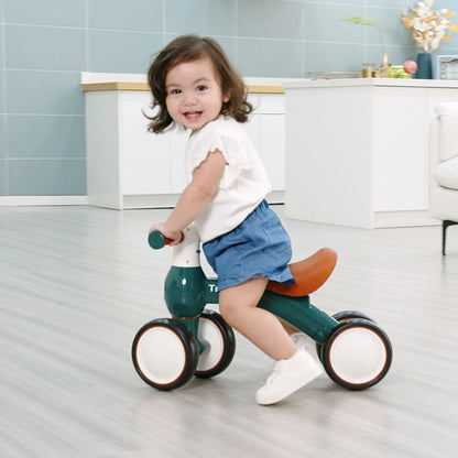 Baby Walker Balance Bike, Green - Perfect Ride-On Toy for 1-Year-Olds, with 4 Wheels, Ideal for Boys and Girls (12-24 Months)