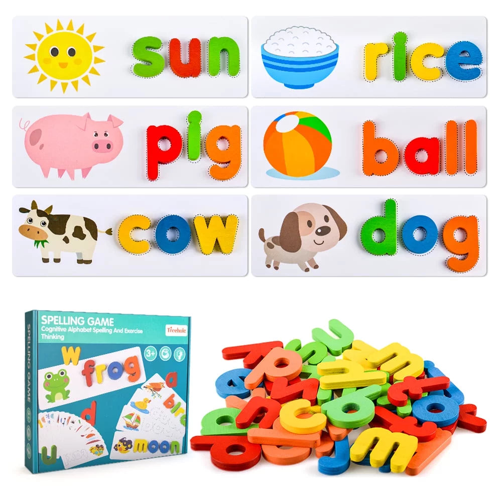 Toddlers Preschool Learning Toys for 1-4 Year Old Girl Boy, Kid Alphabet Spell Educational Game Toy for Girl Boy Age 5 6 7 Baby Birthday Gift Kindergarten Sight Word Letter Puzzle Toys