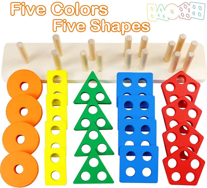 Montessori Toys for 1 to 3-Year-Old Boys Girls Toddlers, Wooden Sorting & Stacking Toys for Toddlers and Kids Preschool, Educational Toys