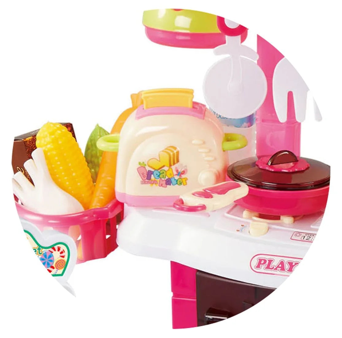 Supermarket Play Set 3 In1 Kitchen Set for Kids Pink 110 Pcs for Toddlers Girls +3