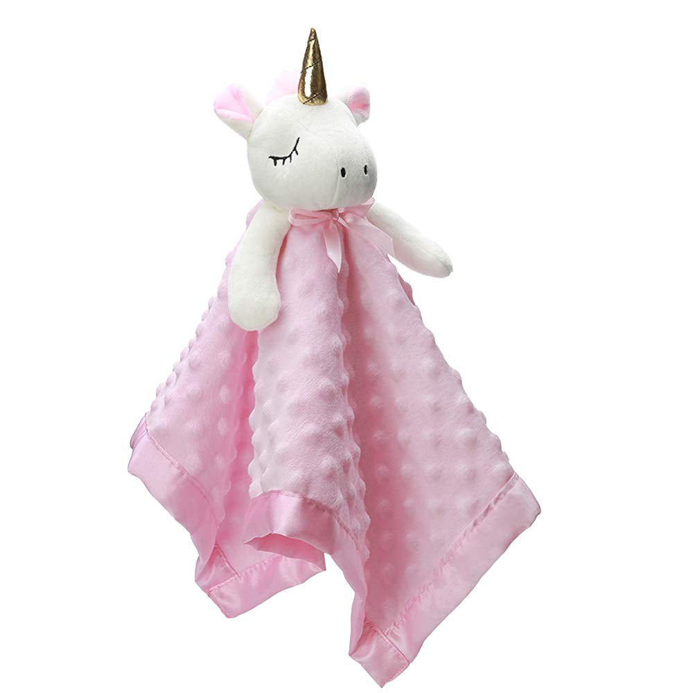 Unicorn Loveys for Babies Soft Plush Pink Security Blanket for Girls Snuggle Toy Stuffed Animal Lovies for Babies Baby Girl Gifts for Newborn, Infant and Toddler, 16 Inch