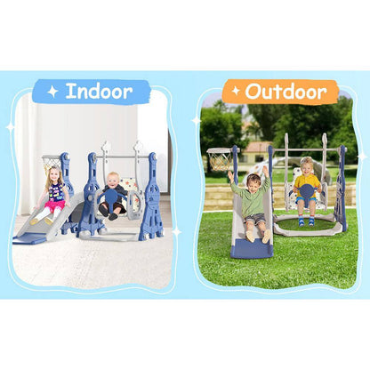 Aarav 5 Ft. Blue 4-In-1 Toddler Slide and Swing Set Kid Slide Indoor Outdoor Slide Toddler Playset Toddler Playground