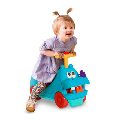 Ride-On Hippo with 26 Building Blocks and Storage, Baby and Toddler Toys