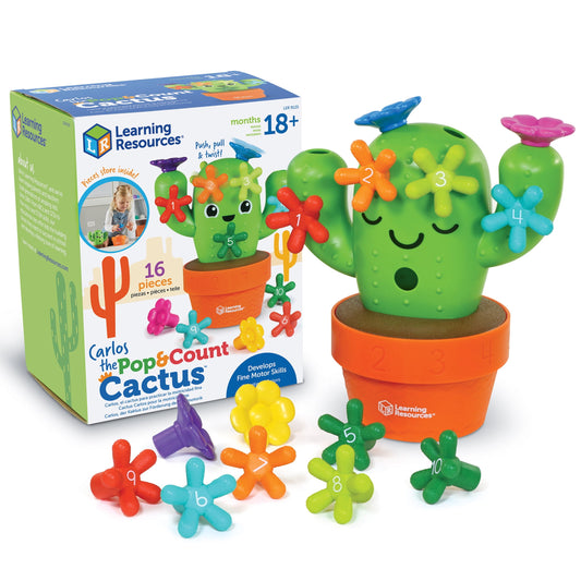 Carlos the Pop & Count Cactus - 16 Pieces, Educational Toys for Boys and Girls Ages 18+ Months, Toddler Toys