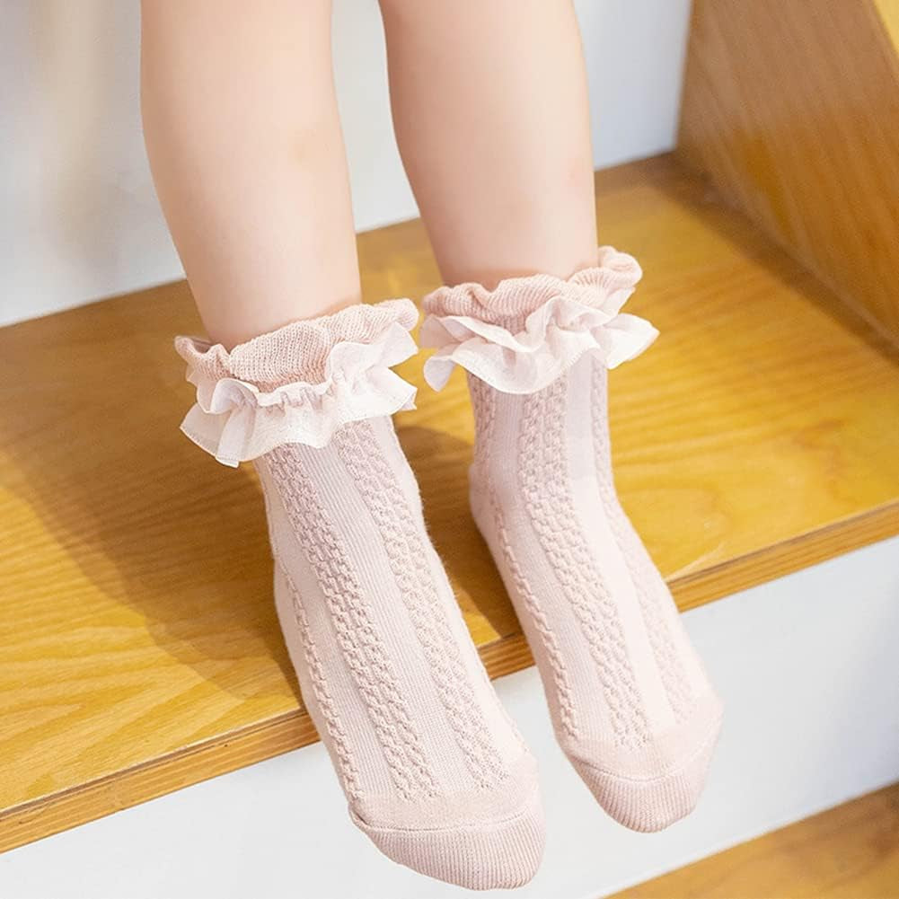 Baby Girls' Eyelet Flower Socks Ankle Sock for Newborn Infant Toddlers Kids