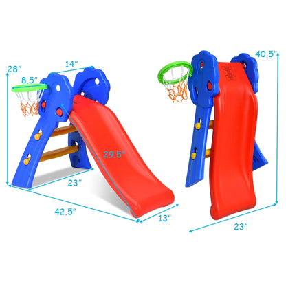 Children Kids Toddlers Folding Slide with Bask