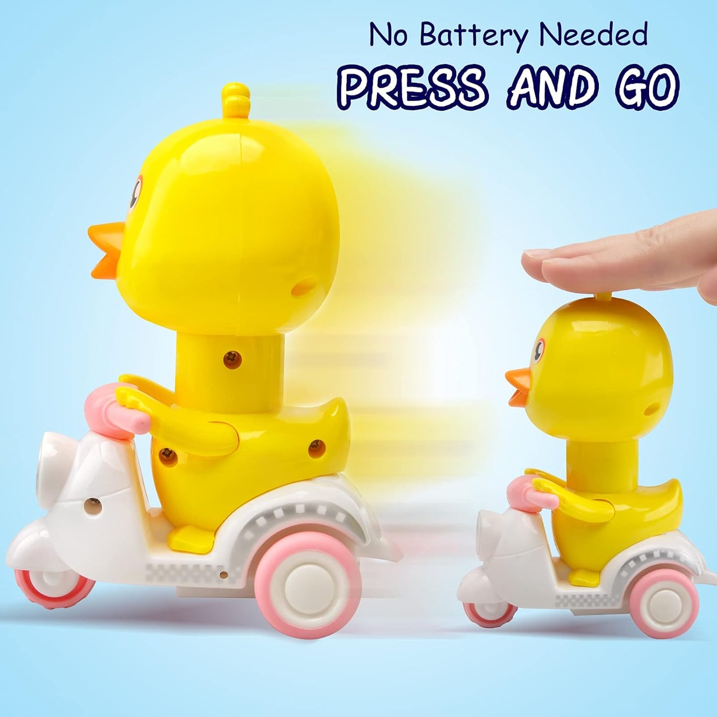 Toys Car Baby Toddler Pull Back Toy Cars Push and Go Yellow Motorcycle Duck Friction Powered Cars Vehicles for Boys Girls Kids Children Gift(2Pack)