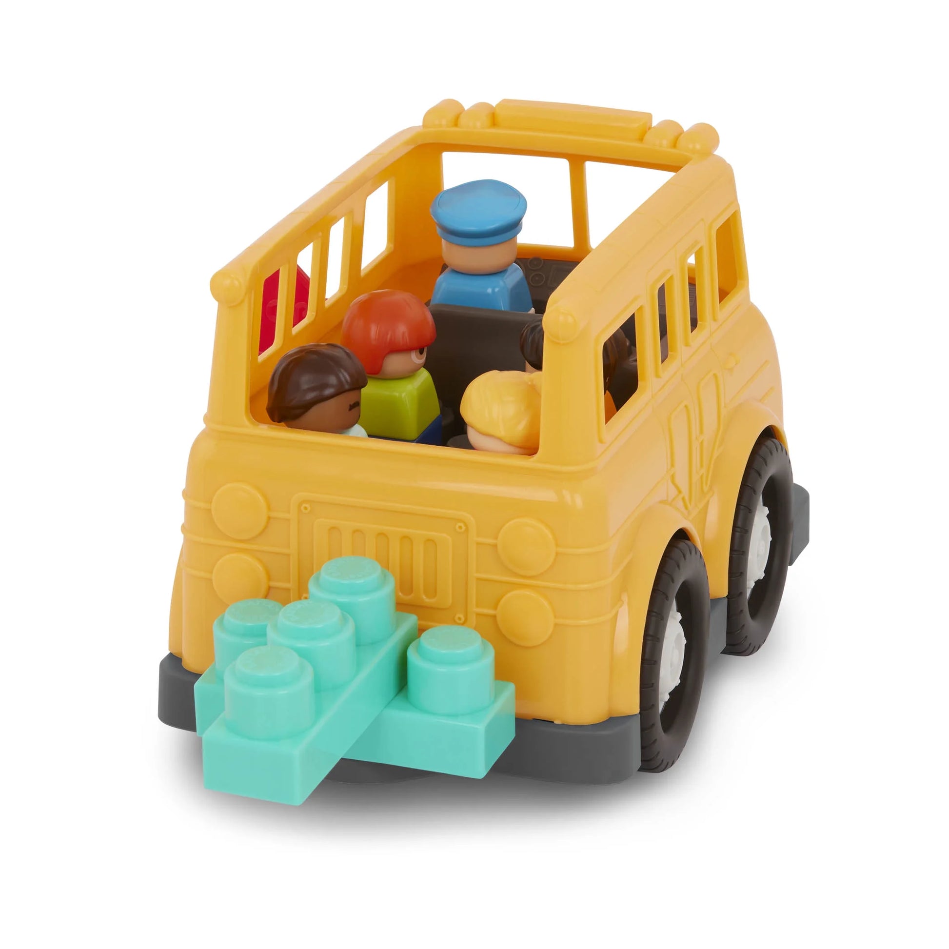 School Bus Toy Vehicle with 2 Blocks and 5 Figurines Bus Play Vehicles, Toddler and Preschool Toys