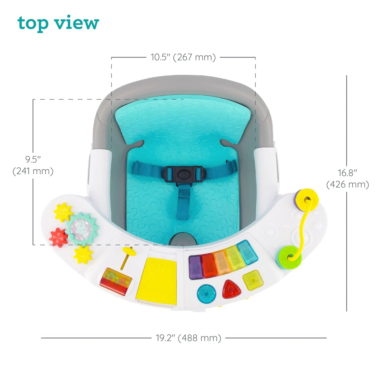 Music & Lights 3-In-1 Discovery Seat and Booster - Convertible, Infant Activity and Feeding Seat with Electronic Piano for Sensory Exploration, for Babies and Toddlers, Teal