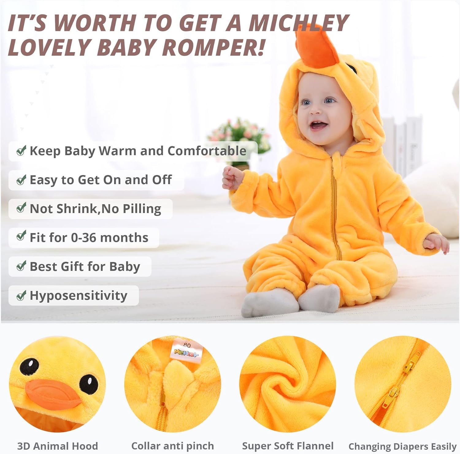 Unisex Baby Animal Costume Winter Autumn Hooded Romper Halloween Cosplay Jumpsuit Outfits