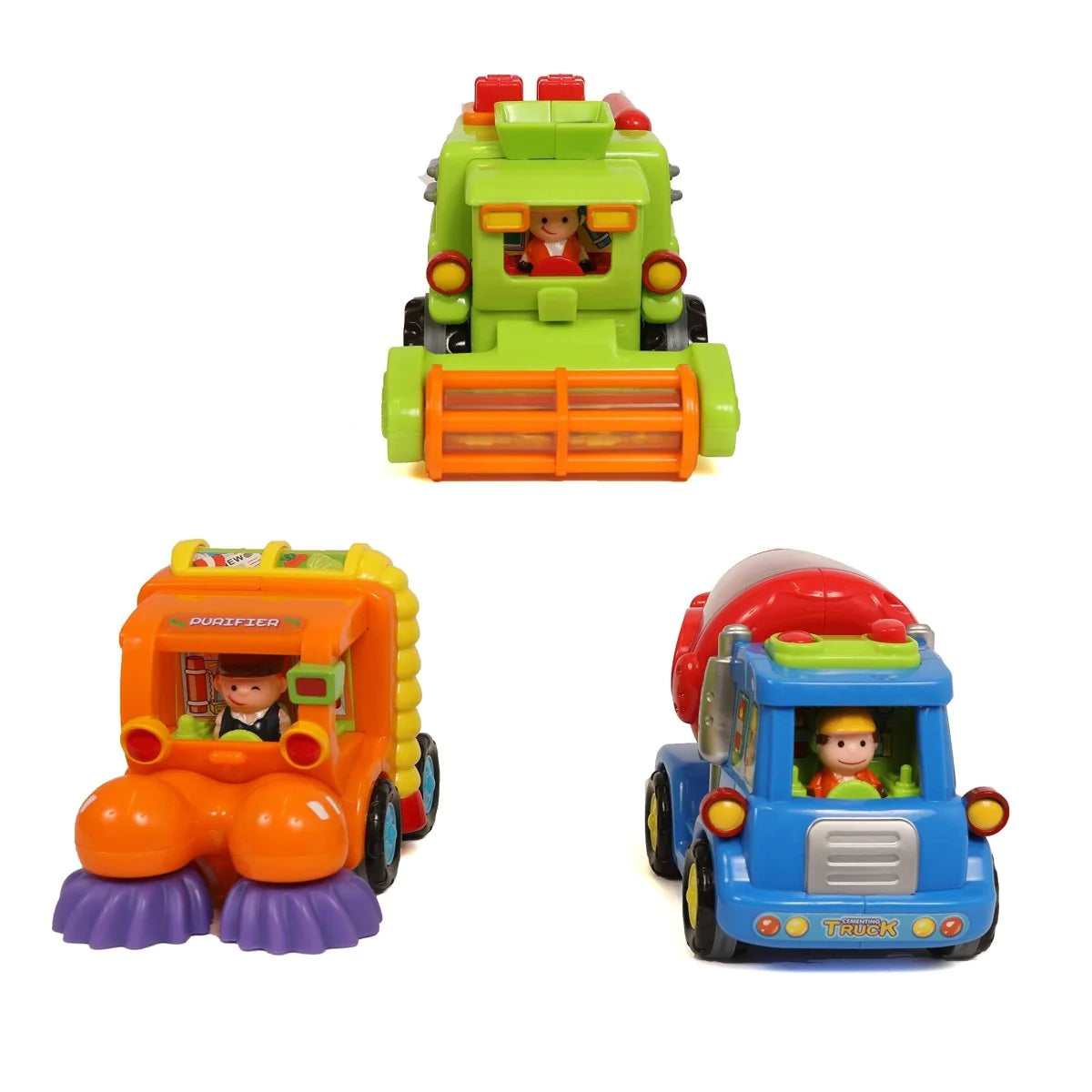 IQ Toys Friction-Powered City Construction Vehicle Set for Toddlers - 3-Pack