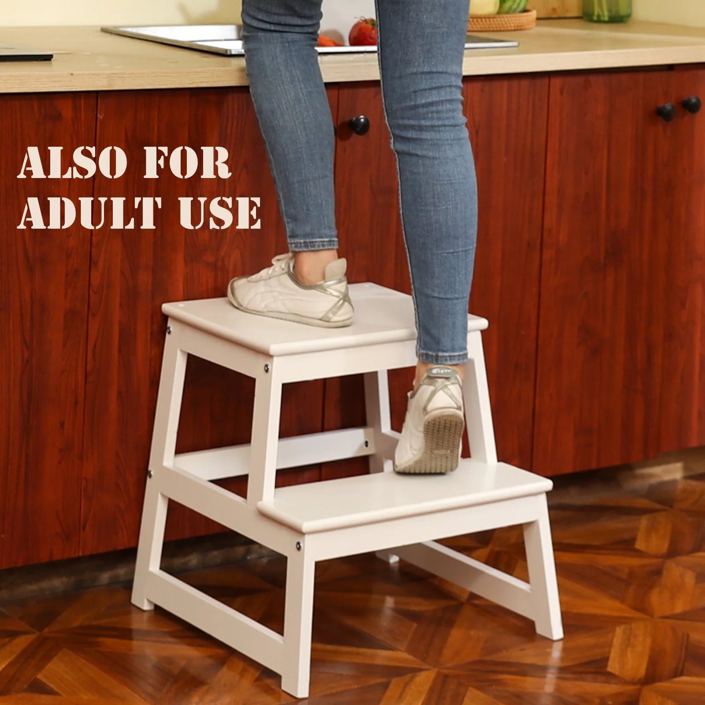 Kitchen Step Stool for Toddlers, Montessori Kids Learning Stool,Baby Standing Tower for Counter,Children Standing Helper (White)