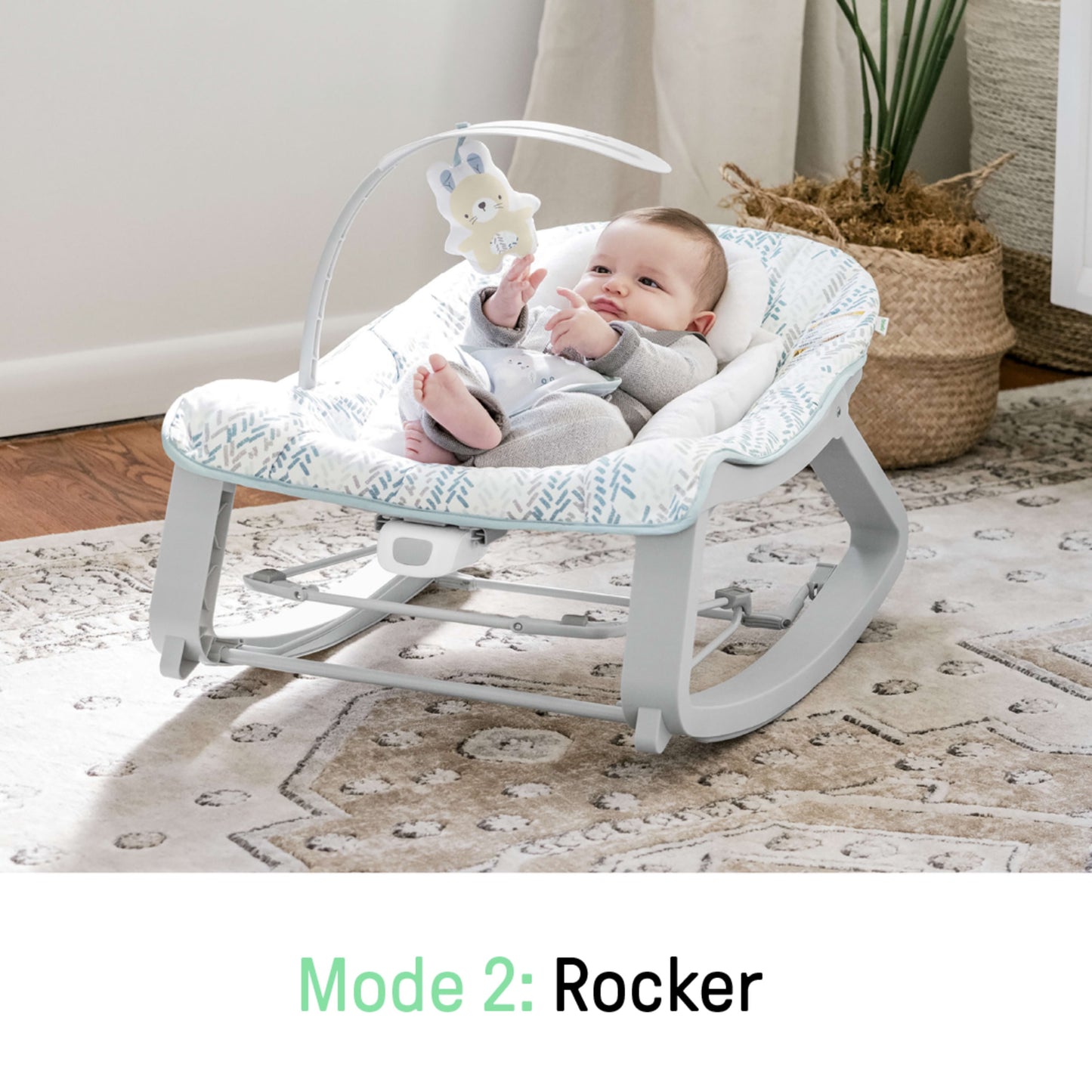 Keep Cozy 3-In-1 Vibrating Infant & Toddler Baby Bouncer and Rocker Chair, Gray