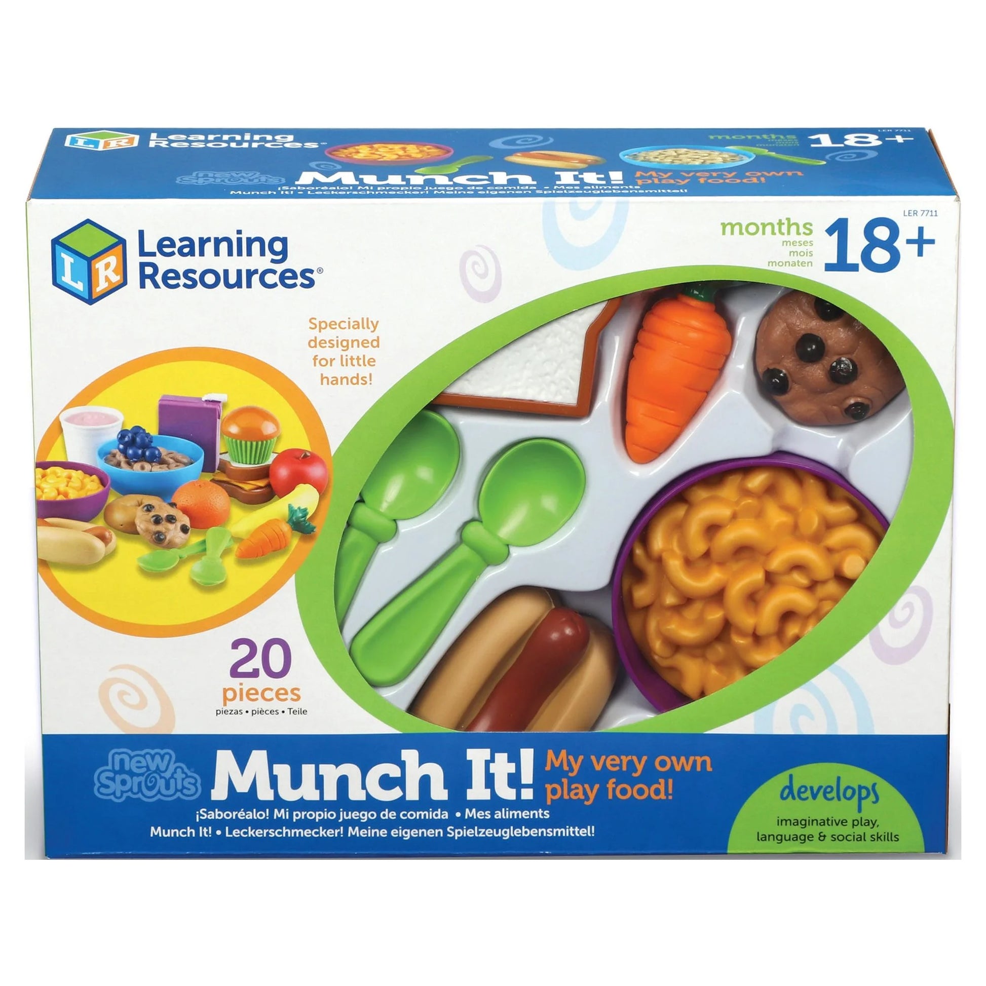 New Sprouts Munch It! Food Set - 20 Pieces, Pretend Play Toys for Boys and Girls Ages 18+ Months