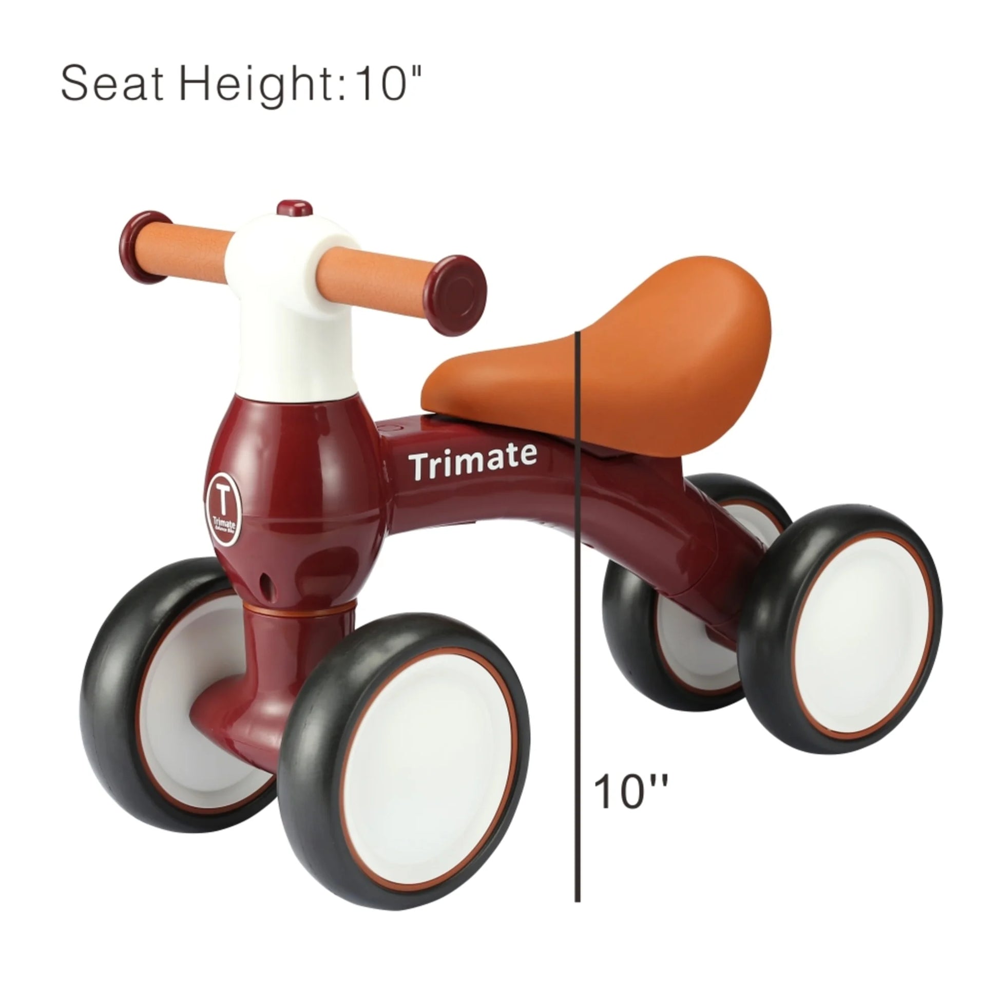 Baby Walker Balance Bike, Wine Red - Perfect Ride-On Toy for 1-Year-Olds, with 4 Wheels, Ideal for Boys and Girls (12-24 Months)