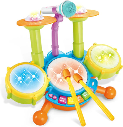 Musical Toys for 1 Year Old, Drum Sets for Toddlers 1-3, Baby Learning Toys for 2-5 Years, Light Uptoy for Girls Boys Birthday Gift