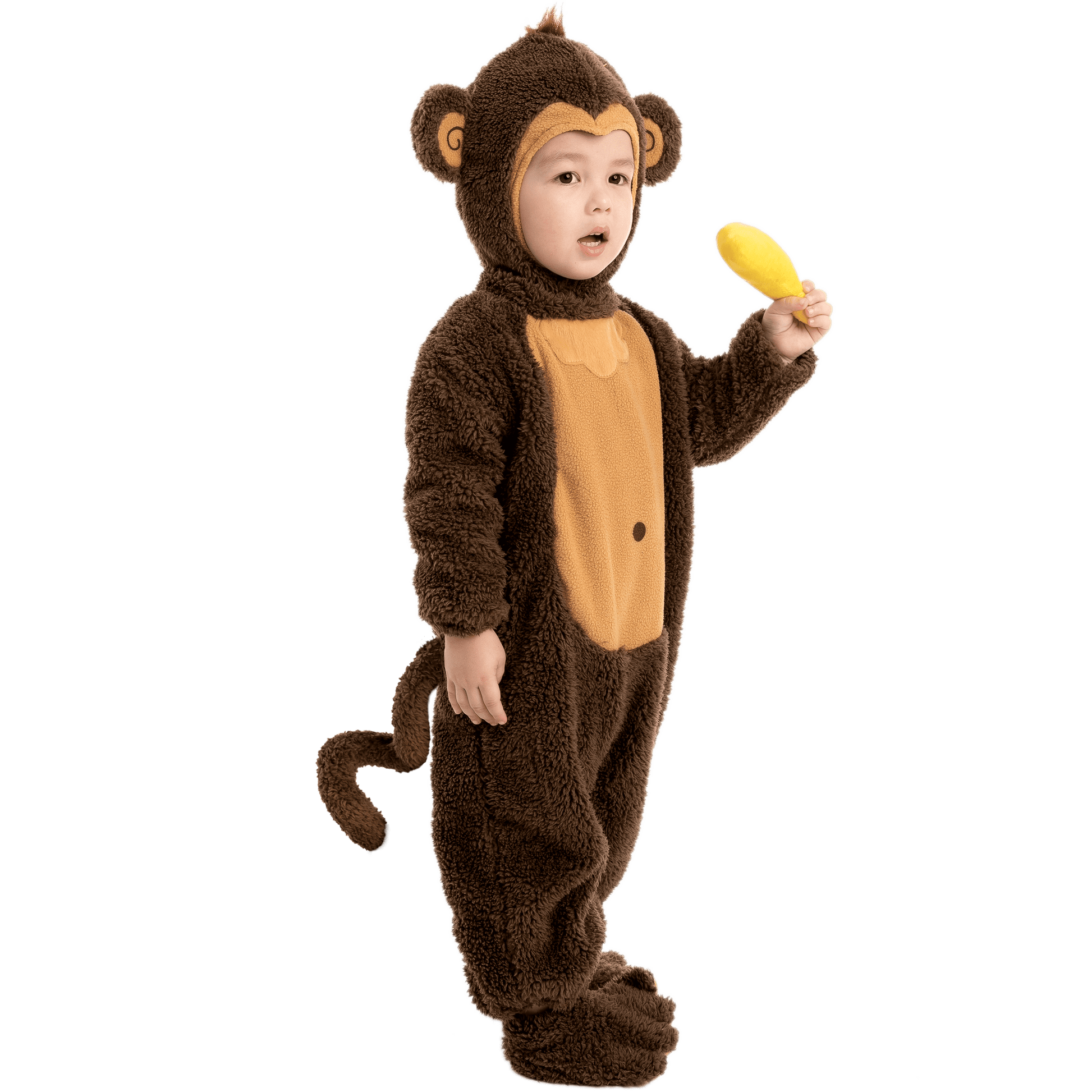 Baby Halloween Costumes, Little Monkey Costume with Toy Banana for Kids Boys Girls Halloween Dress Up, Animal Themed Party Role Playing Cosplay 0-4 Years