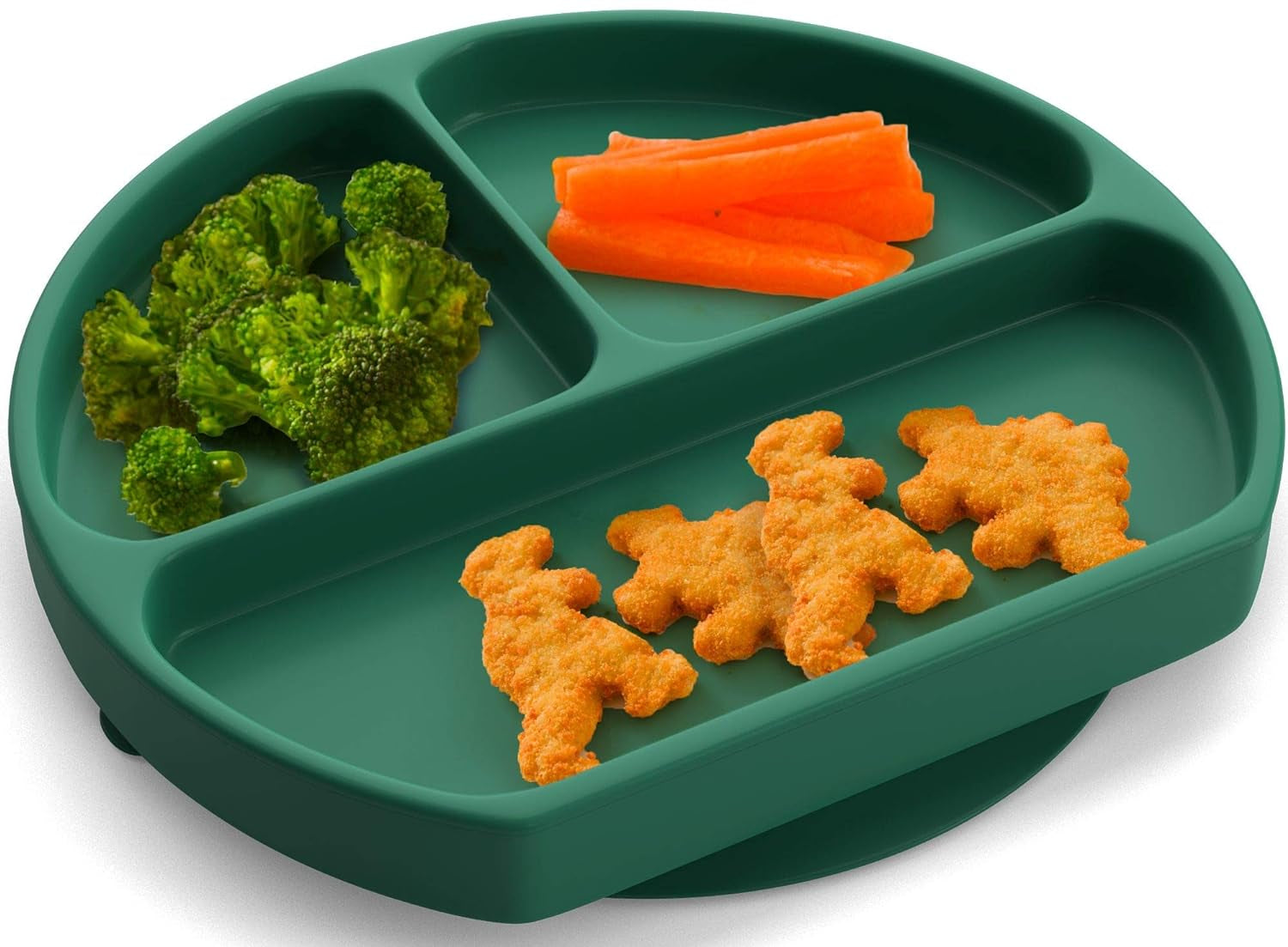 Professional Silicone Toddler Suction Plates - 100% Food-Grade, Microwave & Dishwasher Safe, Green