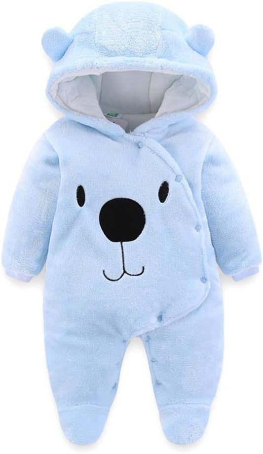 Newborn Baby Cartoon Bear Snowsuit Infant Jumpsuit Footie Romper Winter Coat Romper