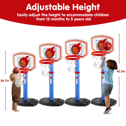 Toddler Basketball Hoop, Indoor Basketball Game Set for Kids 1-3, Adjustable Kids Basketball Goal with 4 Balls for Indoor Outdoor Play